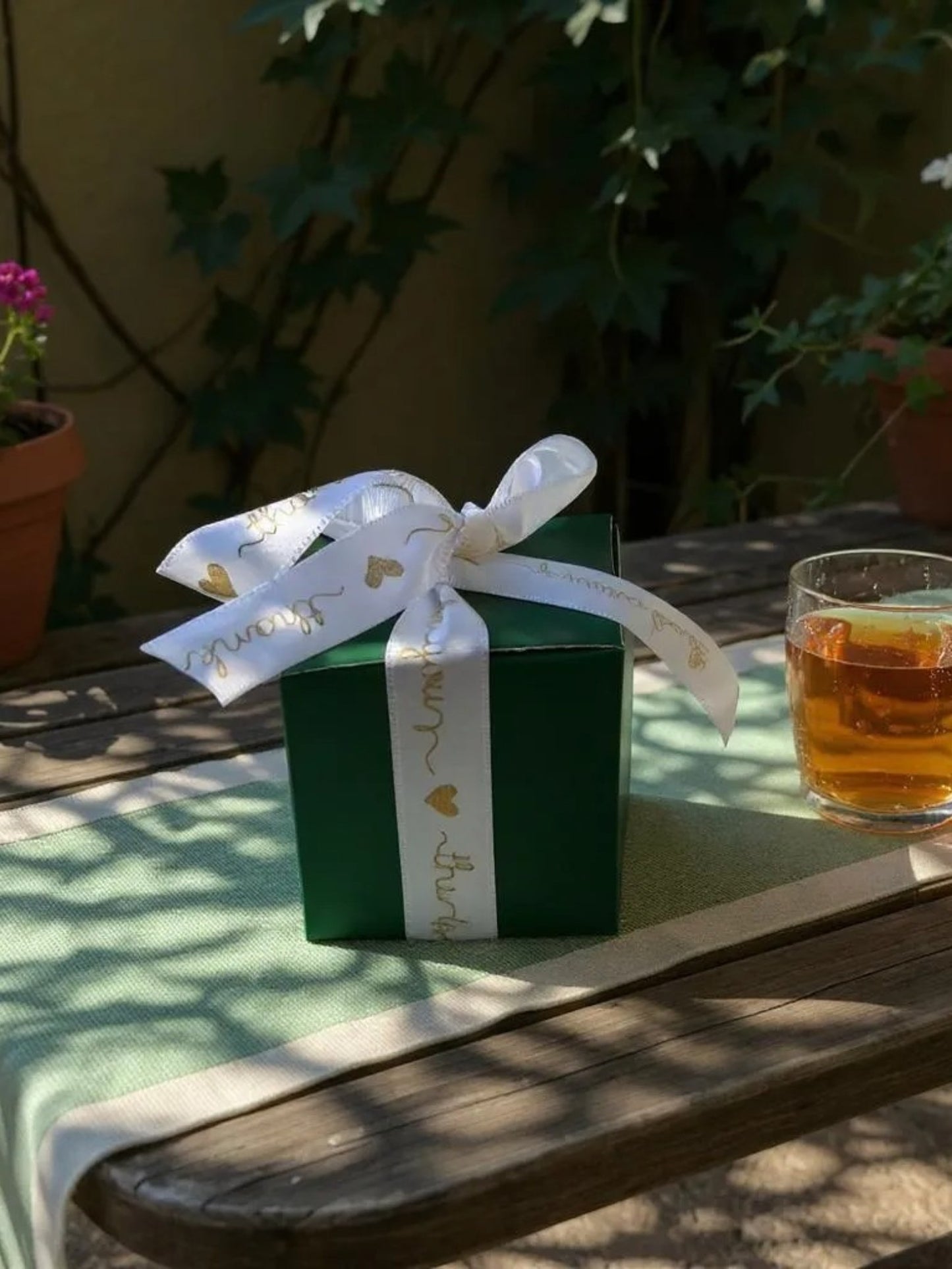 Green Box with 'thank you' ribbon