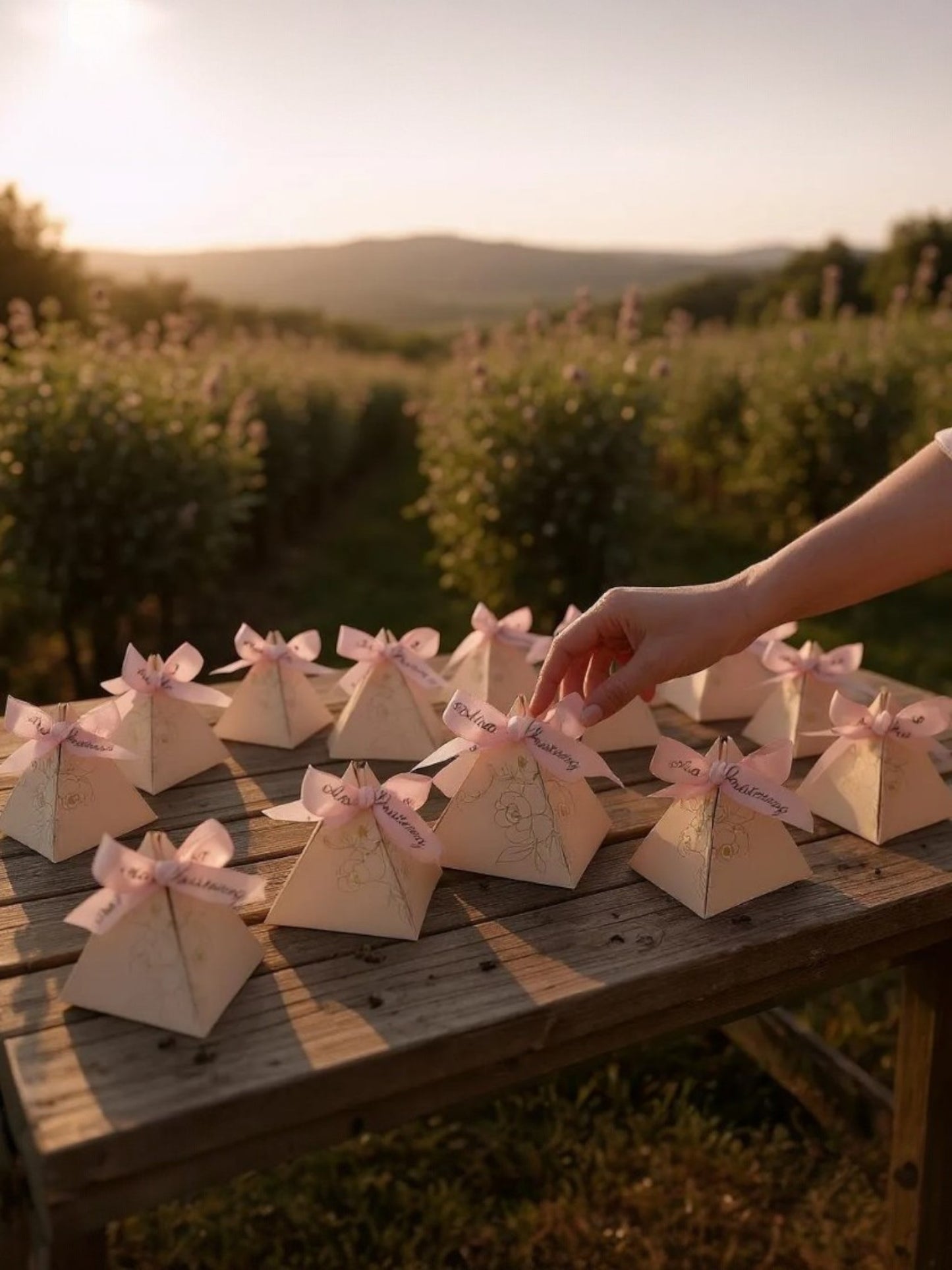 Pyramid - pink (with personalised ribbon)