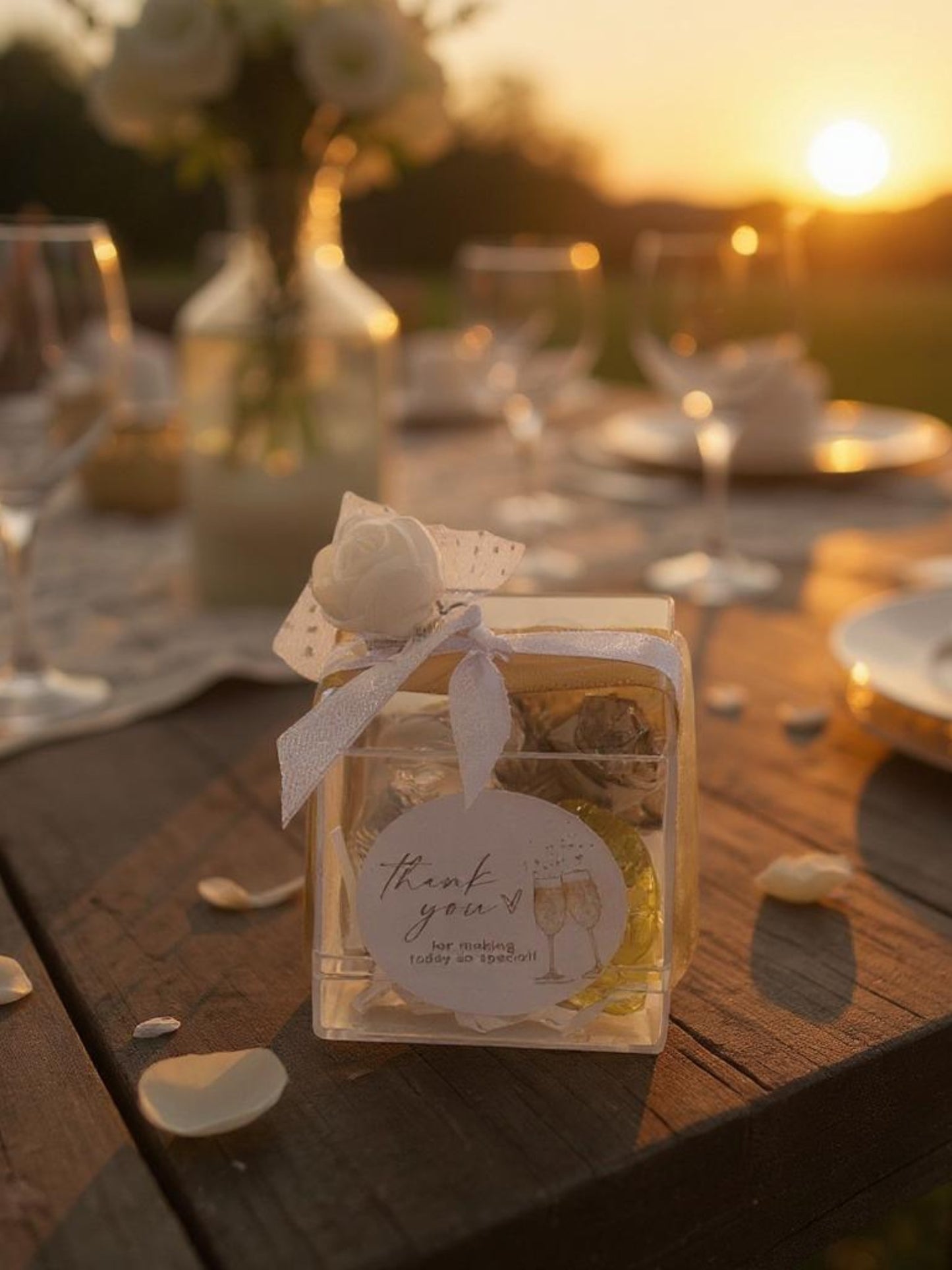 Clear box with rose (gold with sticker)