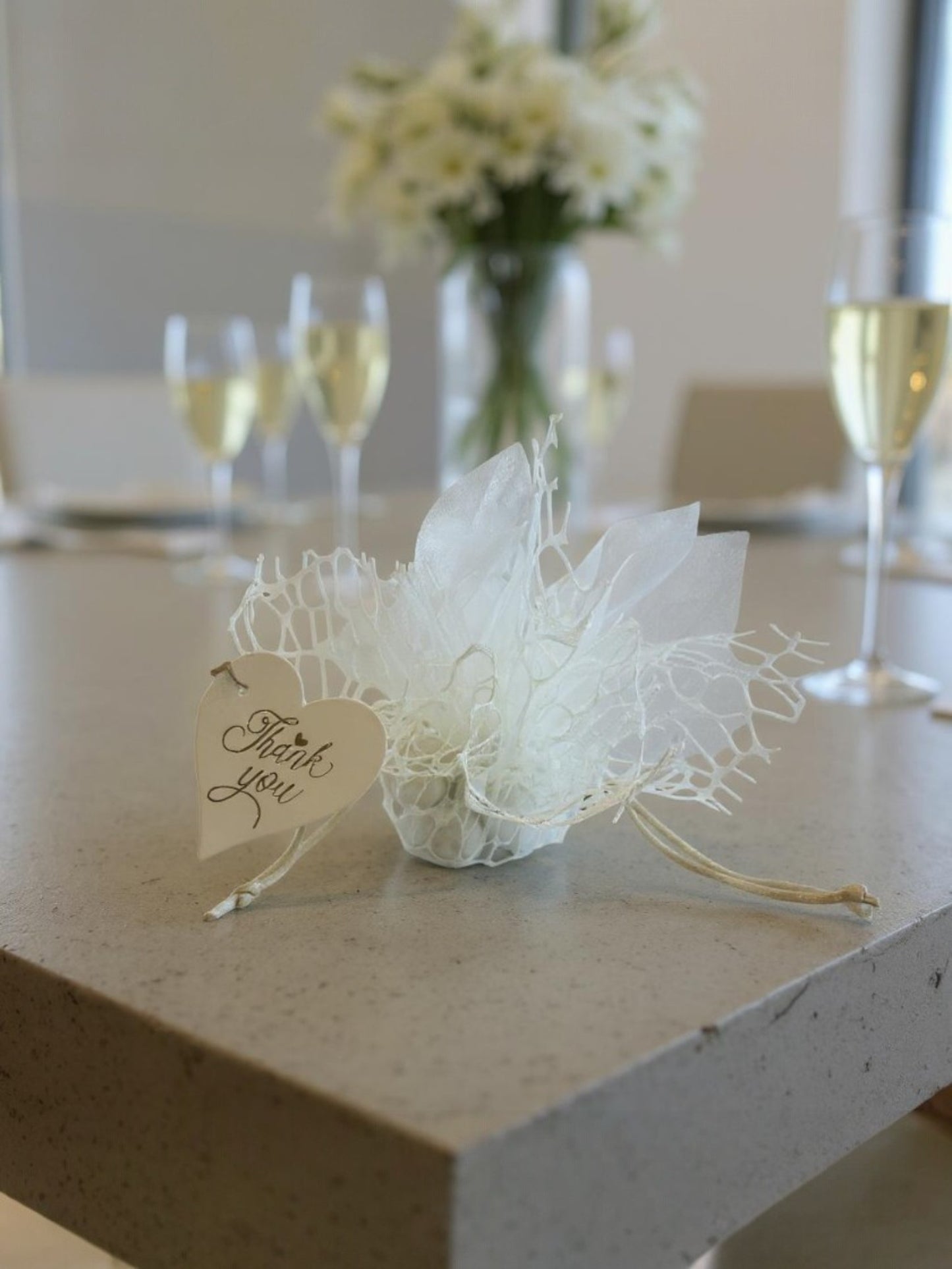 Organza net - ivory-with sugared almonds