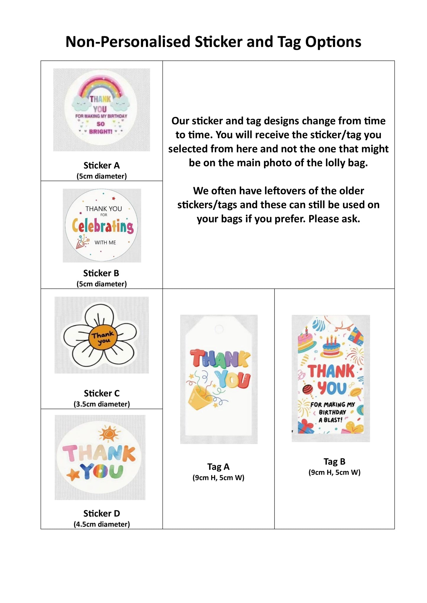 Young Child Lolly Bag (2 - 4 year olds)