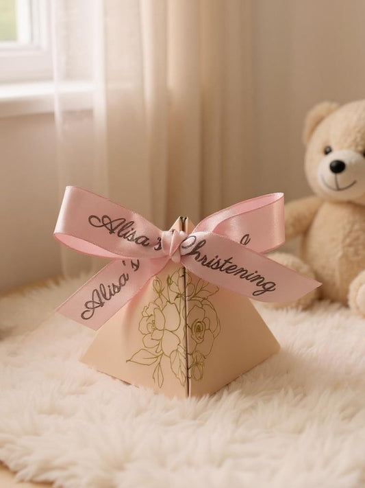 Pyramid - pink (with personalised ribbon)